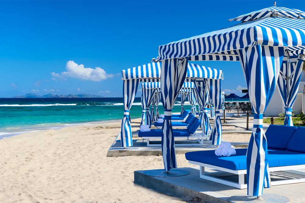 St Maarten Marriott beach cabanas.