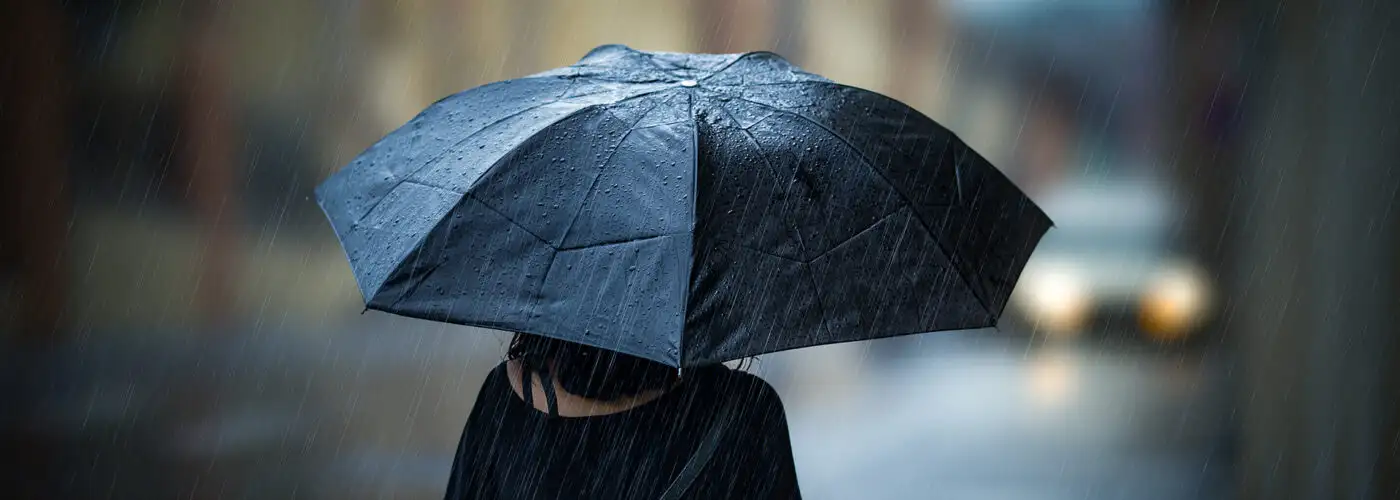 woman with umbrella in the rain.